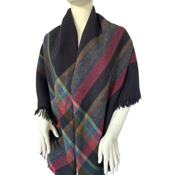 Vintage Burberry Extra Large Wool Scarf Shawl Made In Ireland 53 In - Picture 2 of 12
